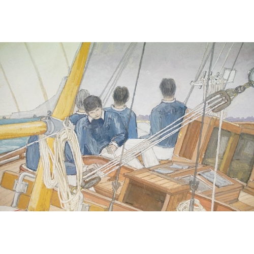 505 - Ian Conway, Windward Leg, watercolour, signed lower left, title label verso, 38 x 58.5cm, framed and... 