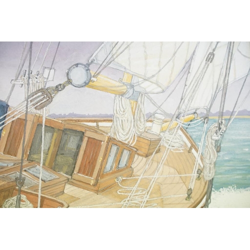 505 - Ian Conway, Windward Leg, watercolour, signed lower left, title label verso, 38 x 58.5cm, framed and... 