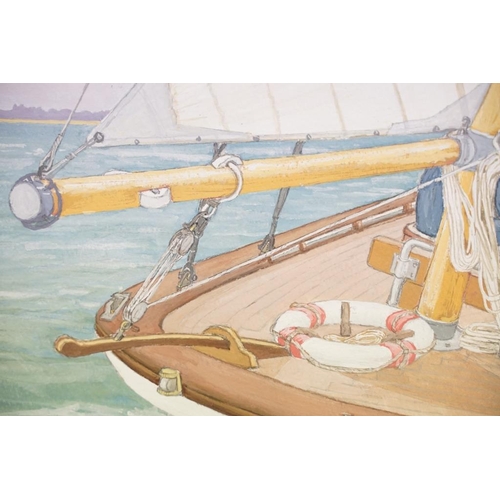 505 - Ian Conway, Windward Leg, watercolour, signed lower left, title label verso, 38 x 58.5cm, framed and... 