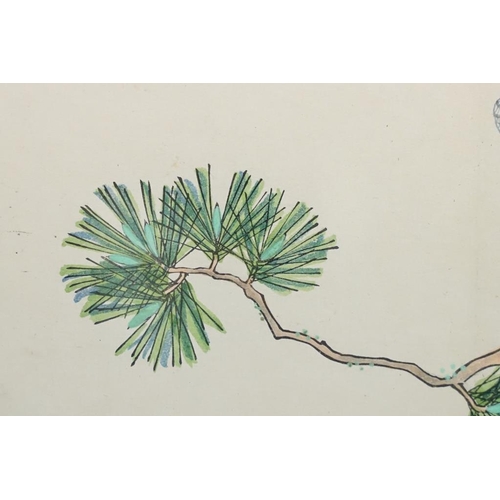 508 - Gokusaishikiki Kacho Zushiki, Japanese Mixed Media study of a Bird of Prey on a branch, 20cm x 33.5c... 