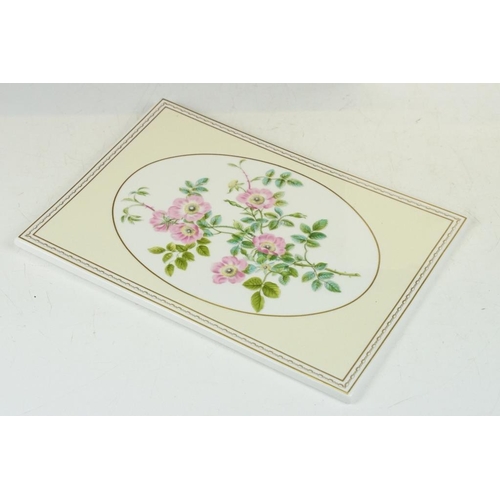 86 - Two Royal Worcester ' The Worcester Rose Collection ' tiles / wall plaques to include White and Stri... 