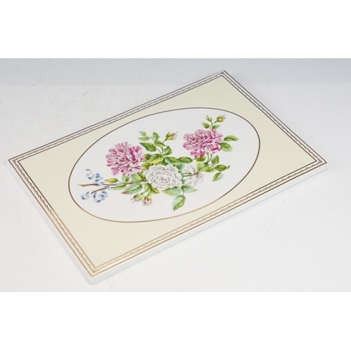 86 - Two Royal Worcester ' The Worcester Rose Collection ' tiles / wall plaques to include White and Stri... 