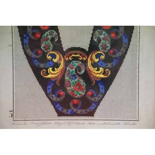 514 - 19th century Framed Craft Pattern for woolwork embroidery hand painted Berlin in 1800's, inscribed a... 