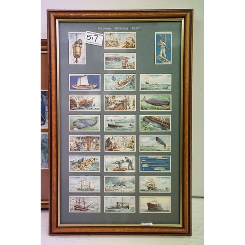 517 - Large collection of framed cigarette cards, to include: Benson's 