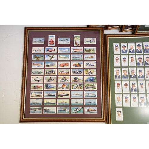 517 - Large collection of framed cigarette cards, to include: Benson's 