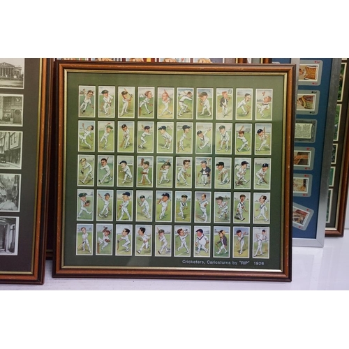 517 - Large collection of framed cigarette cards, to include: Benson's 