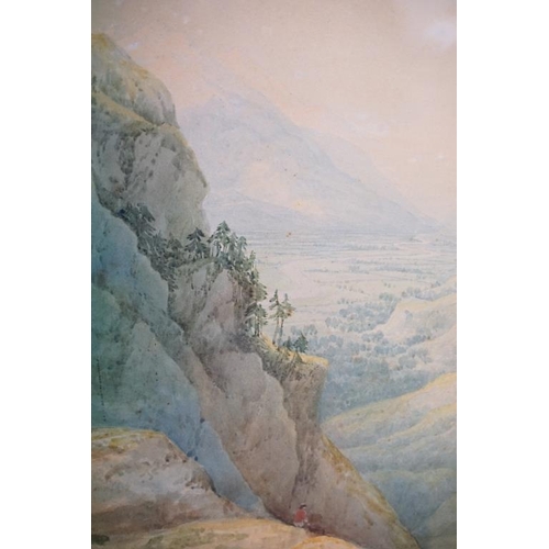 523 - 19th century English School, mountain scene, watercolour, signed in pencil lower left Danby, possibl... 