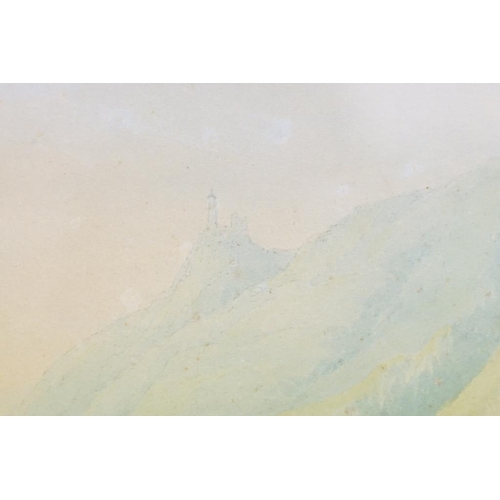 523 - 19th century English School, mountain scene, watercolour, signed in pencil lower left Danby, possibl... 