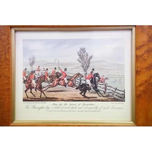 457 - Set of three after Henry Alken, fox hunting, colour prints, each 23 x 27cm, each framed and glazed, ... 