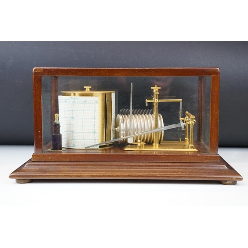 168 - 20th Century ' Short & Mason of London ' barograph, no. I 15847, housed within a glazed mahogany cas... 