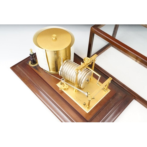 168 - 20th Century ' Short & Mason of London ' barograph, no. I 15847, housed within a glazed mahogany cas... 