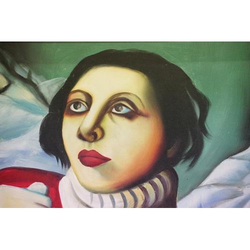 524 - After Tamara de Lempicka, Saint Moritz, oil on canvas, indistinctly signed lower right, 59 x 49cm, f... 