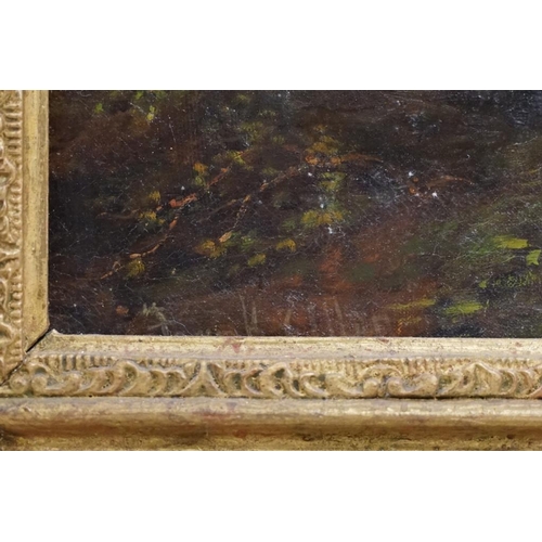 527 - Two 19th century oil on canvas lakeland views, signed 'Frank Allen?', one depicting a shepherd and h... 