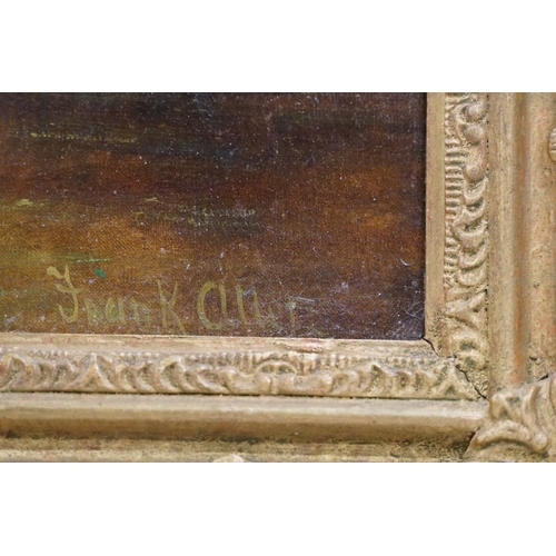 527 - Two 19th century oil on canvas lakeland views, signed 'Frank Allen?', one depicting a shepherd and h... 