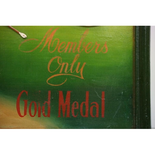 531 - St Matthews Golf Club ' Members Only Gold Medal ' painted wooden wall clock, with relief decoration ... 