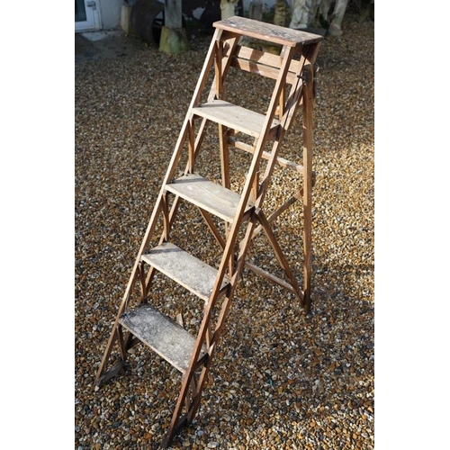 536 - ' Hatherley ' vintage wooden folding decorators step ladder, approx 130cm high