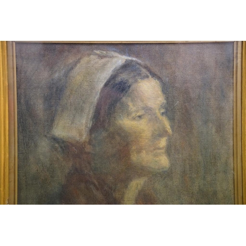 532 - Elfreda Bertrude Beaumont (1891-1987) Portrait of Woman in white headwear, 36.5cm x 32cm