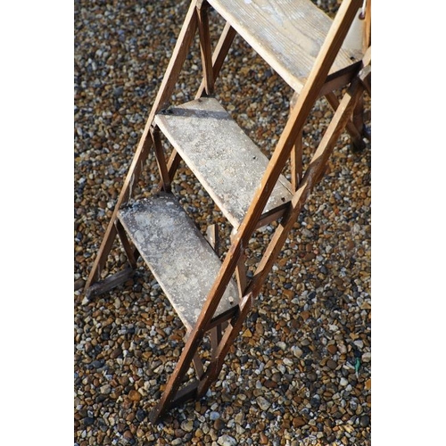 536 - ' Hatherley ' vintage wooden folding decorators step ladder, approx 130cm high