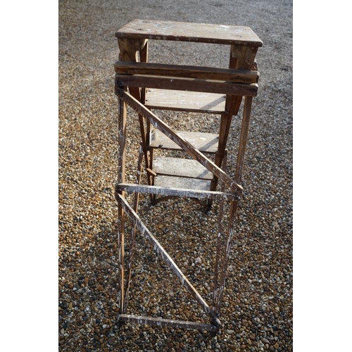 536 - ' Hatherley ' vintage wooden folding decorators step ladder, approx 130cm high