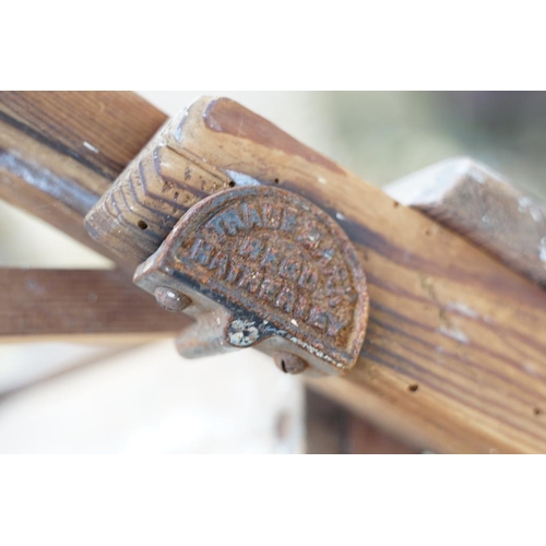 537 - Two vintage wooden folding decorators step ladders, the largest approx 200cm high, the other with me... 