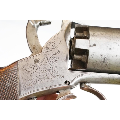 316 - An antique 19th century six shot percussion revolver, no visible makers marks, octagonal barrel and ... 