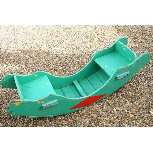 539 - Painted wooden fairground swing boat, with seat at either end, approx 144cm long