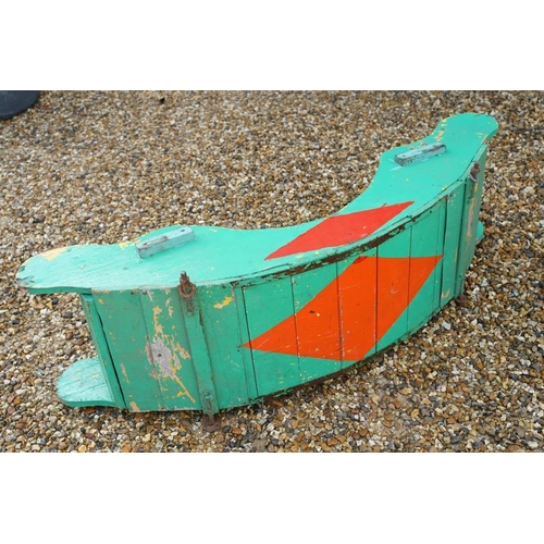 539 - Painted wooden fairground swing boat, with seat at either end, approx 144cm long