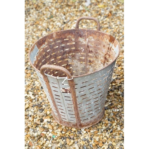 540 - Two galvanised metal planters of ribbed form, twin-handled (largest approx 49cm high), together with... 