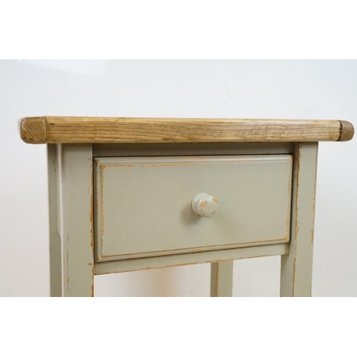 563 - Part Painted Pine Side Table with deep drawer and shelf below, 51cm wide x 38cm deep x 68cm high