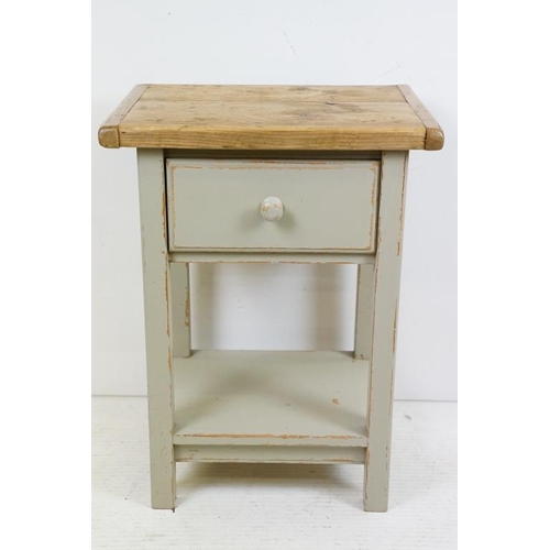 563 - Part Painted Pine Side Table with deep drawer and shelf below, 51cm wide x 38cm deep x 68cm high