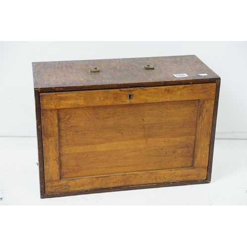 566 - Early 20th century Wooden Engineer's Cabinet, the front cover lifting off to an arrangement of seven... 