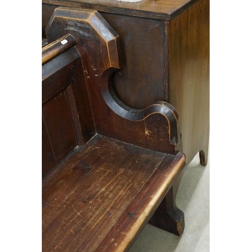 581 - Late 19th / Early 20th century Long Pine Church or Chapel Pew, housing a lockable box under seat, wi... 