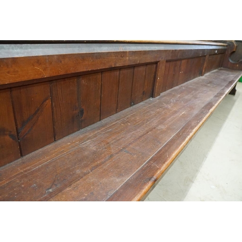 581 - Late 19th / Early 20th century Long Pine Church or Chapel Pew, housing a lockable box under seat, wi... 