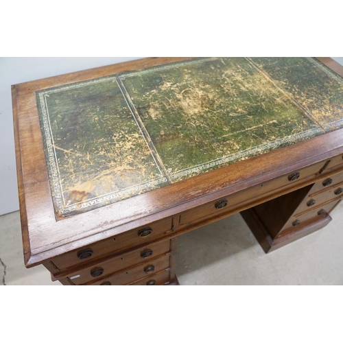 596 - 19th century Mahogany Twin Pedestal Desk with green leather inset writing surface and an arrangement... 