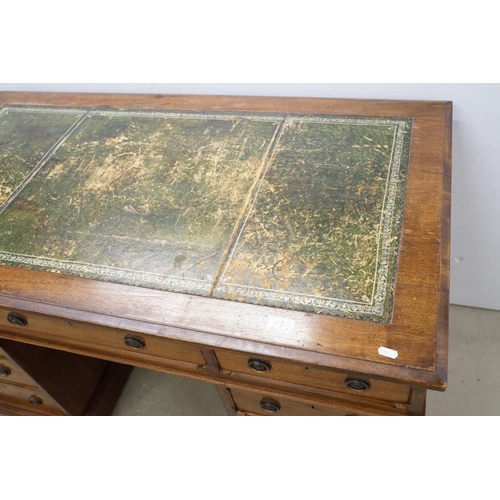 596 - 19th century Mahogany Twin Pedestal Desk with green leather inset writing surface and an arrangement... 