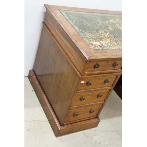 596 - 19th century Mahogany Twin Pedestal Desk with green leather inset writing surface and an arrangement... 