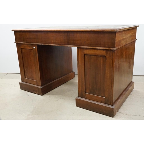 596 - 19th century Mahogany Twin Pedestal Desk with green leather inset writing surface and an arrangement... 