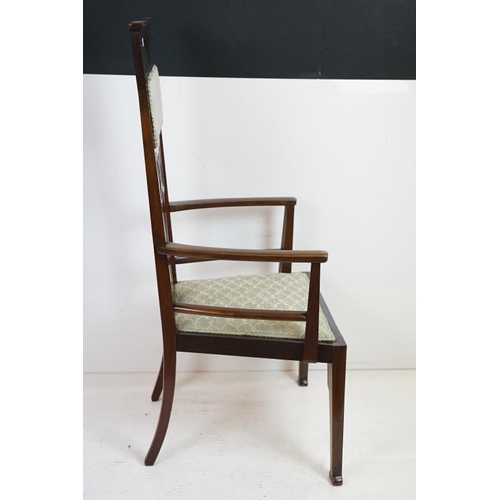 601 - Late Victorian Mahogany Art Nouveau Elbow Chair, 55cm wide x 55cm deep x 118cm high