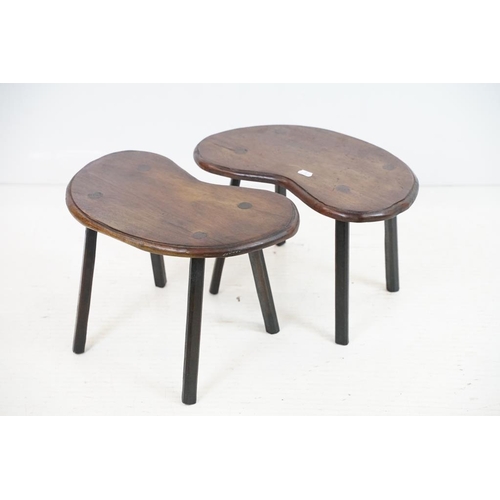 608 - Pair of Kidney Shaped Mahogany Stools, 41cm long x 27cm