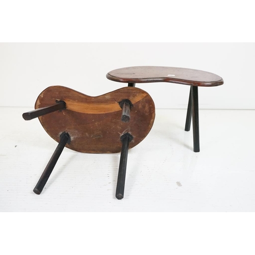 608 - Pair of Kidney Shaped Mahogany Stools, 41cm long x 27cm