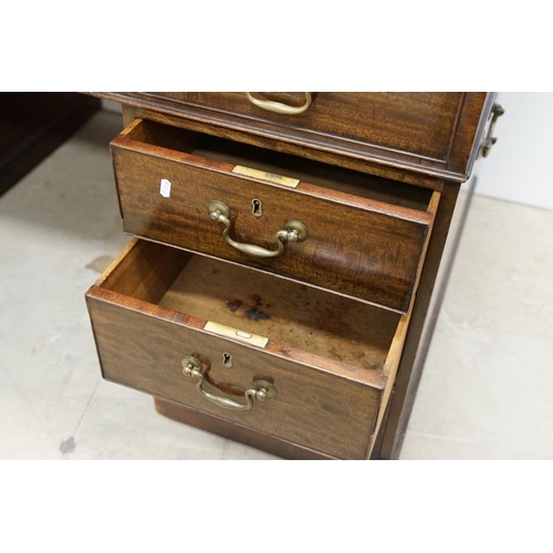 616 - 19th century Mahogany Partner's Desk with green leather inset top, with an arrangement of nine drawe... 