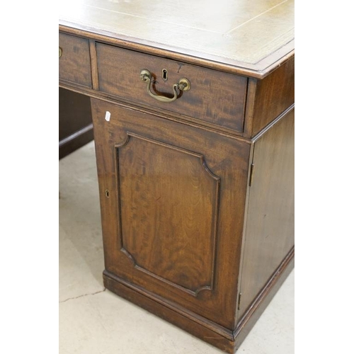 616 - 19th century Mahogany Partner's Desk with green leather inset top, with an arrangement of nine drawe... 