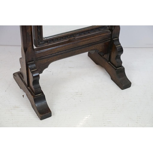 624 - Early to Mid 20th century Oak Cheval Mirror with bevelled edge, 49cm wide x 144cm high