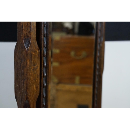 624 - Early to Mid 20th century Oak Cheval Mirror with bevelled edge, 49cm wide x 144cm high