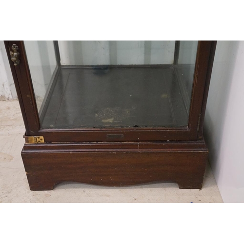 627 - Edwardian Mahogany Framed Square Tall Glass Shop Display Cabinet, glazed to all sides, the single do... 