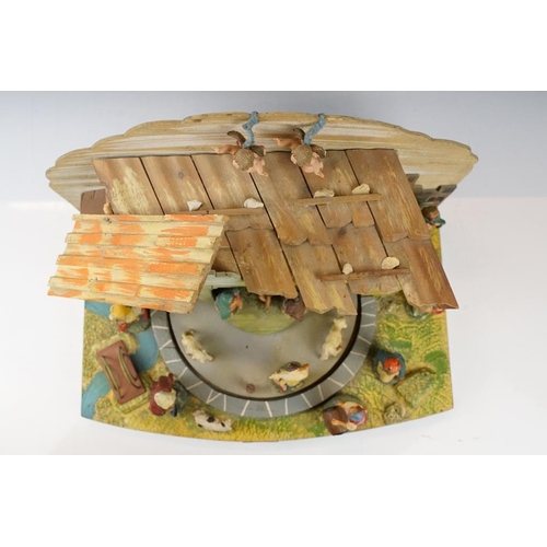 421 - Mid 20th Century Italian painted wooden nativity diorama, with rotating platform surrounding the man... 