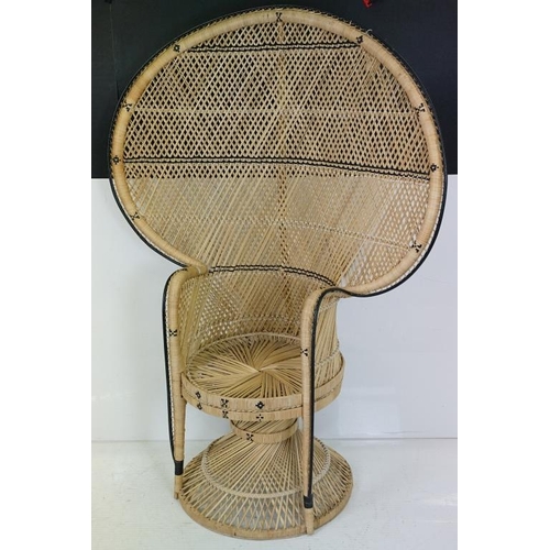 639 - Wicker Peacock Chair, 113cm wide x 50cm deep x 165cm high