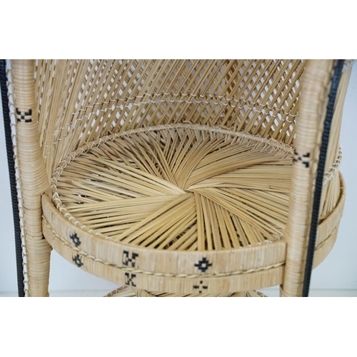 639 - Wicker Peacock Chair, 113cm wide x 50cm deep x 165cm high