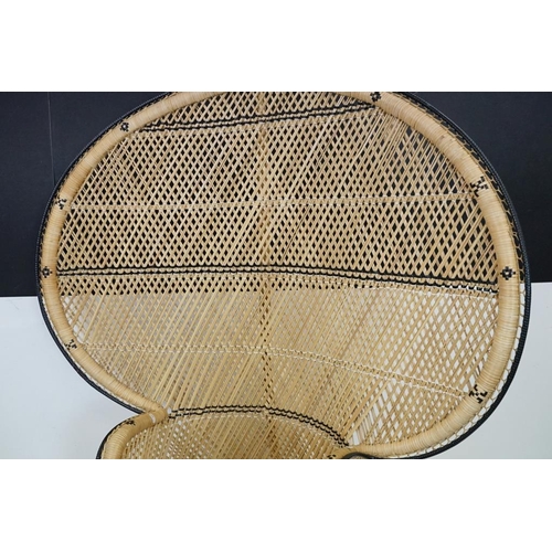 639 - Wicker Peacock Chair, 113cm wide x 50cm deep x 165cm high