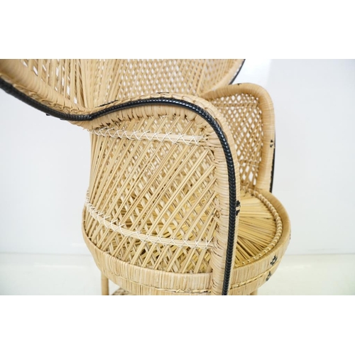 639 - Wicker Peacock Chair, 113cm wide x 50cm deep x 165cm high